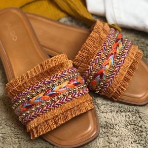 New multicolor slip on sandal